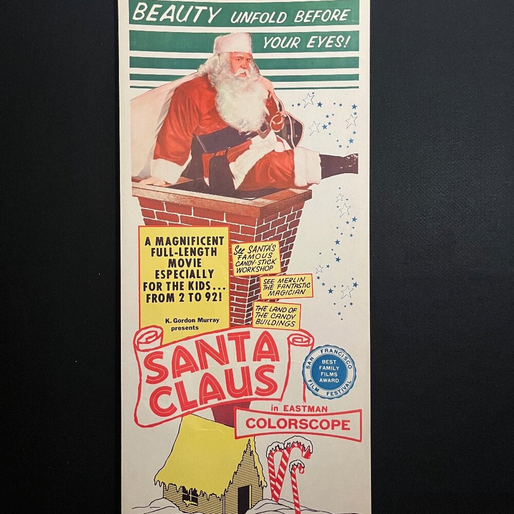 Santa Claus 1960 Insert Movie Poster Holiday X-Mas Christmas Family Vintage